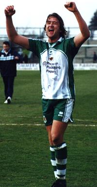 Ton Up Wazza! Celebrations at the end of the Leek Town game.