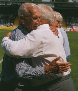 Alec Stock at Huish Park in 1999.