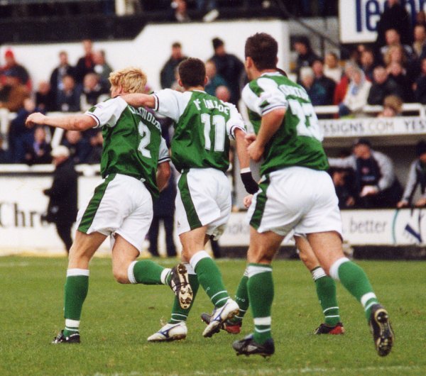 Celebrations for Adam Lockwood's goal