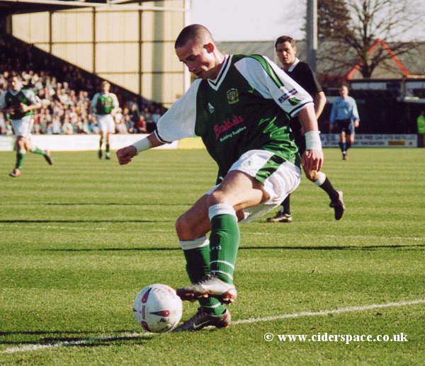 Michael McIndoe controls the ball on the edge of the penalty area