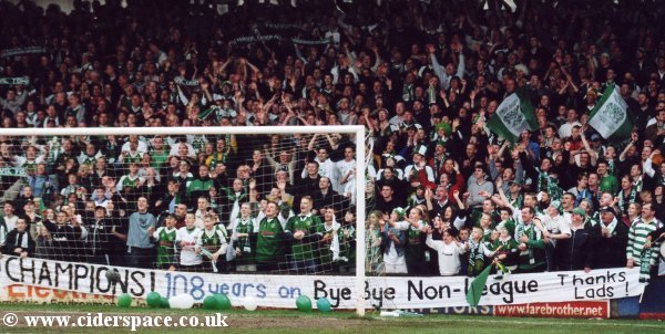 The Westland Stand send out their message via a banner at the end of the game