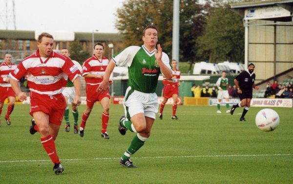 Carl Alford sprints for a through-ball