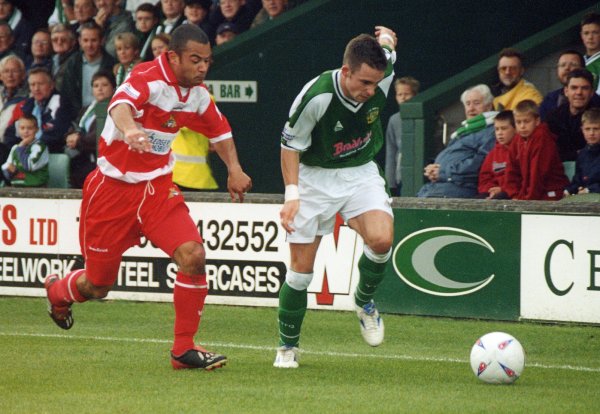 Michael McIndoe makes his way down the touchline
