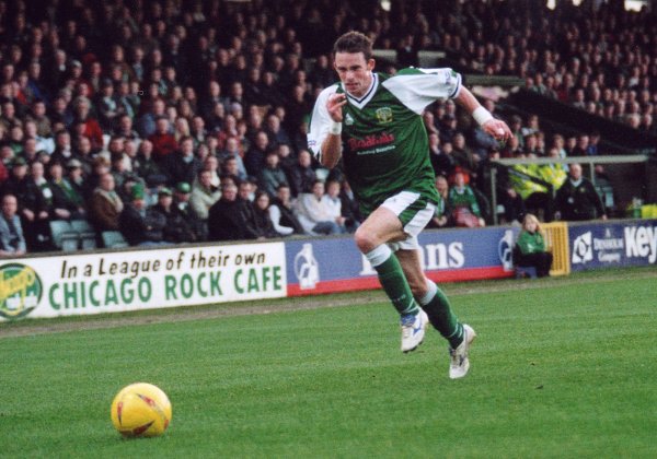 Michael McIndoe chases a through ball