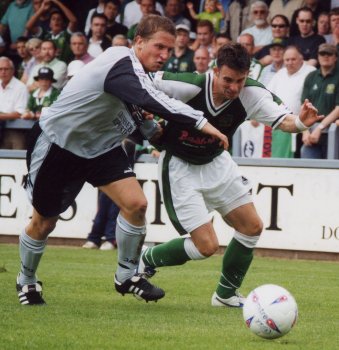 Michael McIndoe speeds away from a Gravesend defender