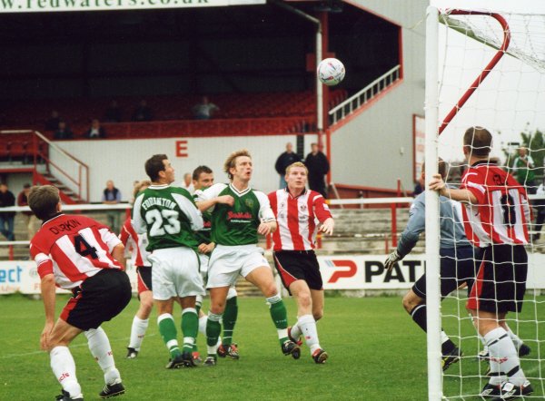 Terry Skiverton sees an effort lift just wide of the goal