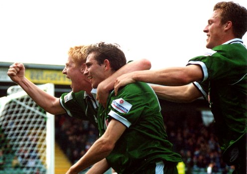 Nick Crittenden celebrates a vital 90th minute equaliser against Morecambe