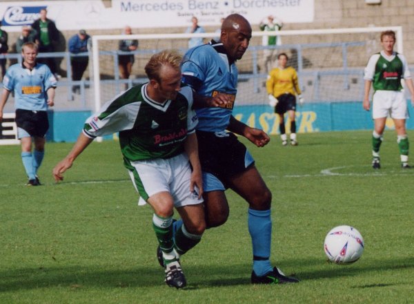 Darren Way tries to muscle in on a Northwich move