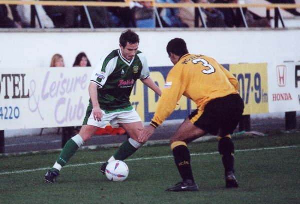 Nick Crittenden attempts to get past Southport's Dean Howell