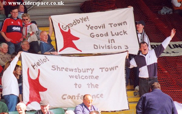Telford fans display their flags to the Yeovil fans