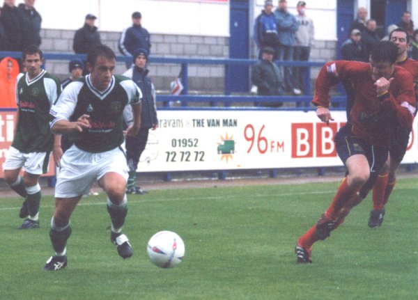 Andy Lindegaard goes on the right wing run that brought the Glovers fourth goal through Howard Forinton
