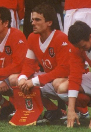 A close-up of Arron Davies in the Welsh line-up