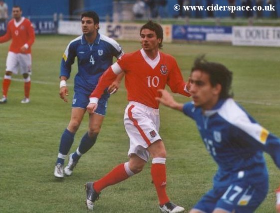 Arron Davies watches for a through ball