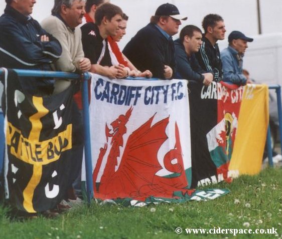Some Cardiff City flags at the game