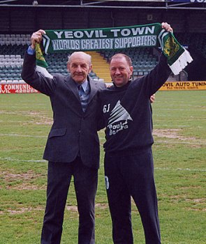 Ralph Davis at Huish Park with Gary Johnson, 2002