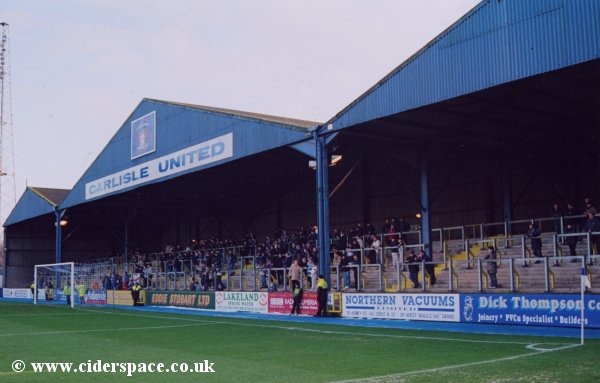 Carlisle's Warwick Terrace, carrying home supporters, though the noisier ones prefer the East Stand