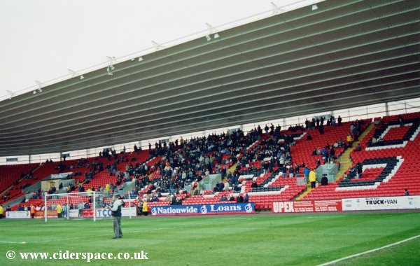 Darlington's West Stand, where most of the home singers go