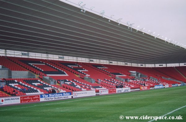Darlington's North Stand. Currently this is not open to the public as the insides are unfinished