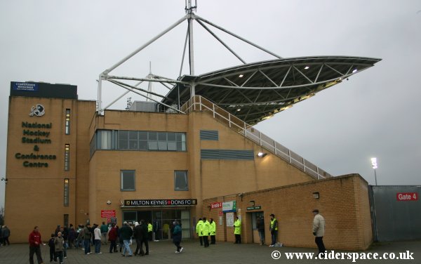 The outside of the National Hockey Stadium, home of Milton Keynes Dons