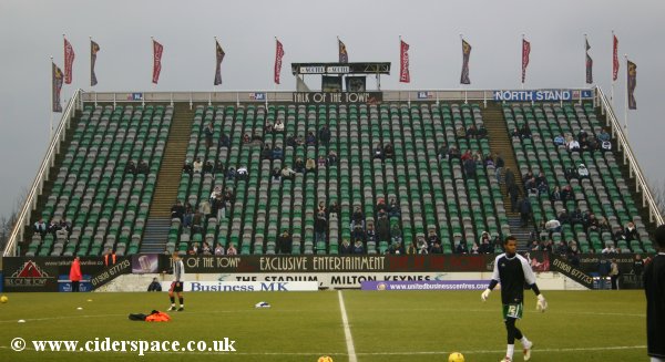 The uncovered North Stand as viewed from in front of the South Stand