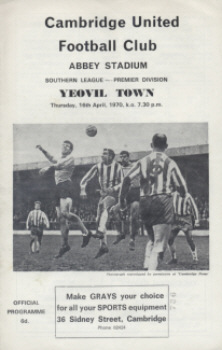 1969-1970, Cambridge United, Southern League Premier Division - CLICK TO ENLARGE