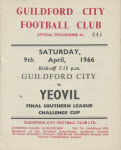 1965-66, Guildford City, Southern League Challenge Cup Final, second leg - CLICK TO ENLARGE