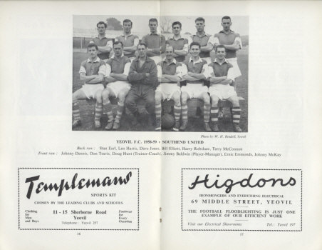 1959, Yeovil Town Football Supporters Club Official Handbook - CLICK TO ENLARGE