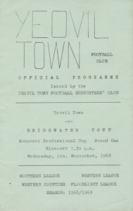 1968-69 v Bridgwater Town, Somerset Professional Cup, Round One - CLICK TO ENLARGE