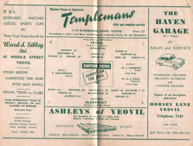 1955-56 v Aldershot, F.A.Cup R1, first of three games needed to settle the tie - CLICK TO ENLARGE