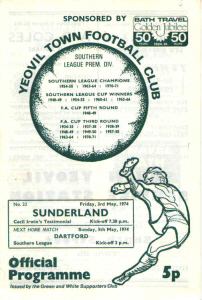 1973-74 v Sunderland, Friendly - CLICK TO ENLARGE
