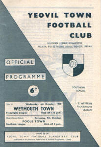1965-66 v Weymouth, first ever game in the Floodlight League - CLICK TO ENLARGE