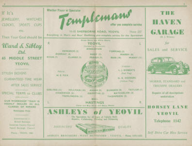 1954-55 v Hastings, the Yeovil team that clinched the Championship - CLICK TO ENLARGE