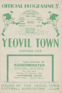 1955-56 v Kidderminster Harriers, Southern League - CLICK TO ENLARGE