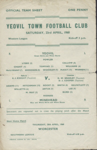 1959-60 v Minehead, Western League - CLICK TO ENLARGE