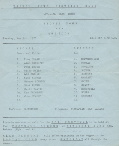1969-70 v Swindon Town, Friendly - CLICK TO ENLARGE