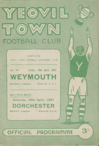 1956-57 v Weymouth, last home league game of the season - CLICK TO ENLARGE